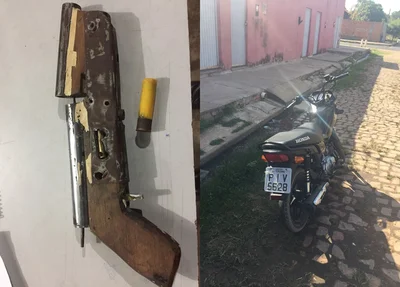 Motocicleta recuperada e arma apreendida na Vila Urbano Eulálio
