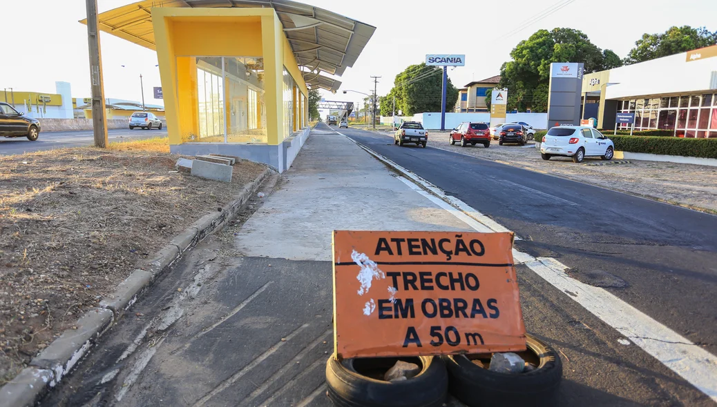 Trecho em obras