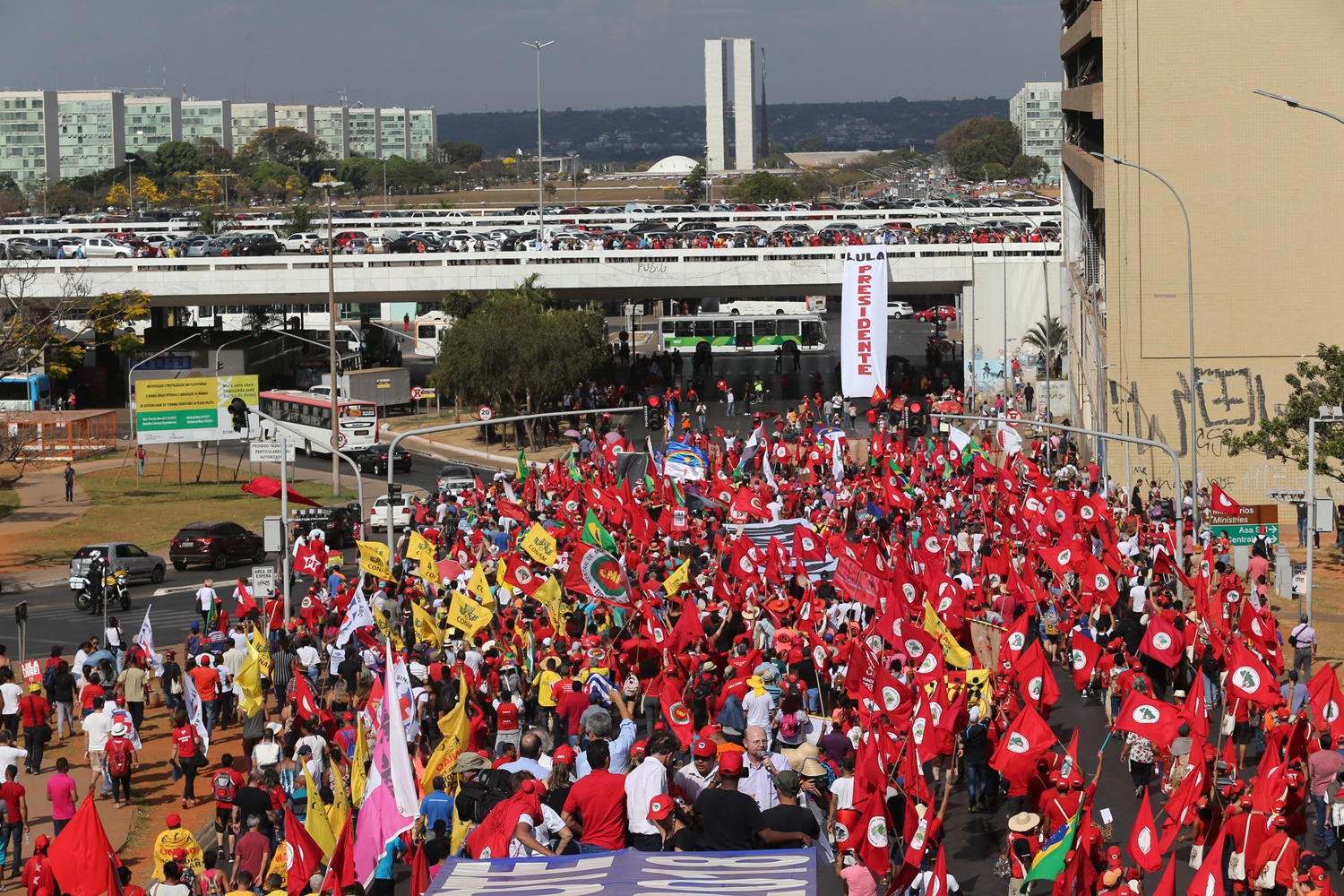 Protesto a favor de Lula em Brasília