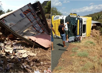 Caminhão tombou na BR 316