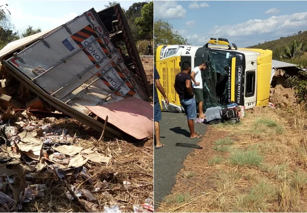 Caminhão tombou na BR 316