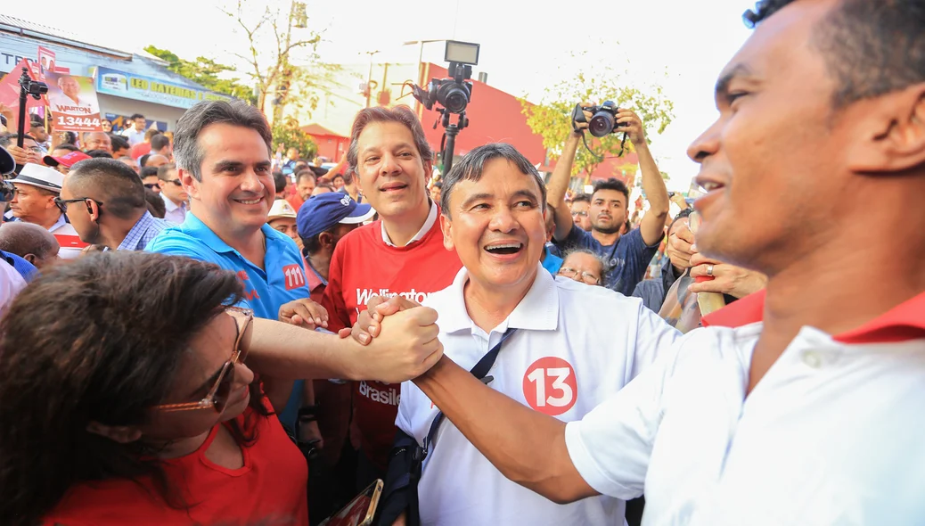 Wellington Dias ao lado de Fernando Haddad e Ciro Nogueira