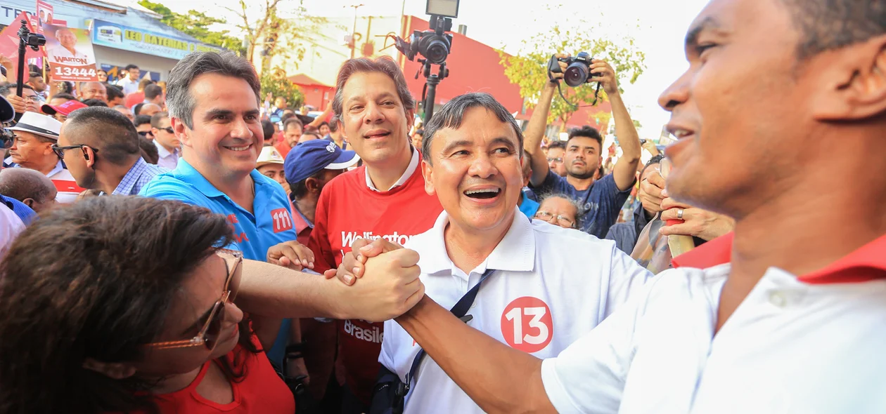 Wellington Dias ao lado de Fernando Haddad e Ciro Nogueira