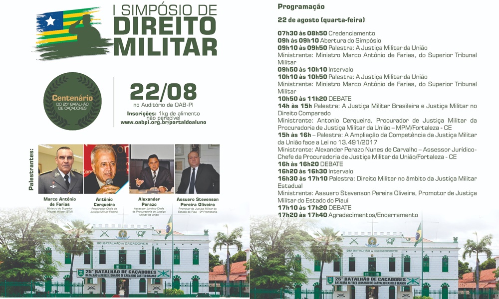 Programação do Simpósio de Direito Militar