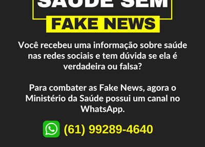 Ministério da Saúde disponibiliza WhatsApp para combater fake news 