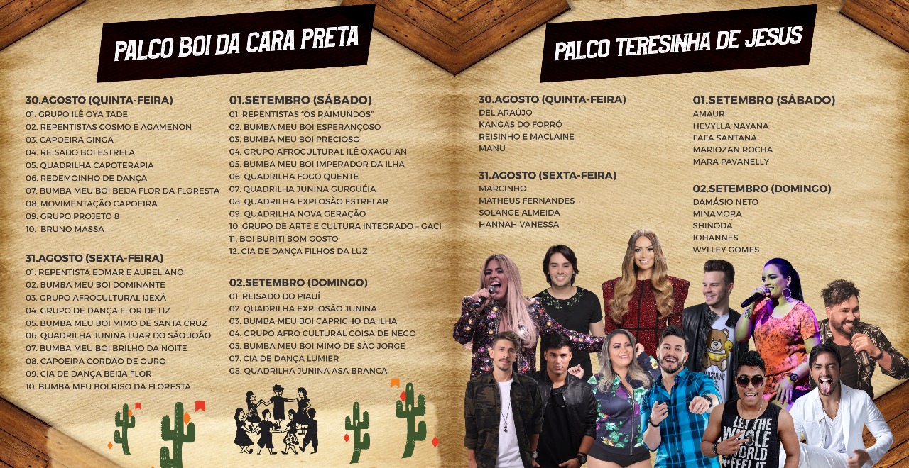 Atrações do Festival de Folguedos 2018