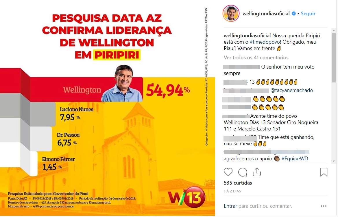 Publicação questionada pela coligação de Luciano Nunes