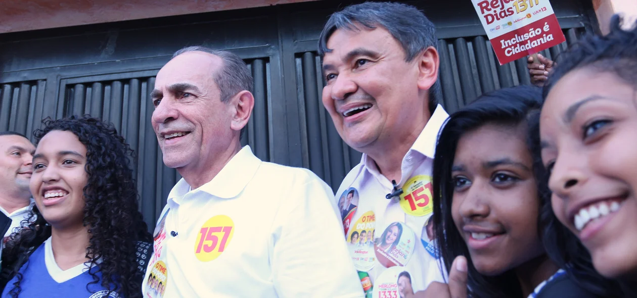Wellington Dias e Marcelo Castro participando de caminhada