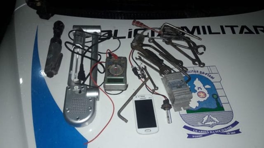 Objetos apreendidos pela Polícia Militar de Piripiri