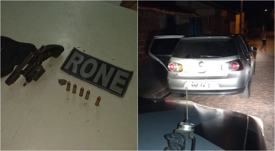 Arma e veículo apreendidos pelo BPRone