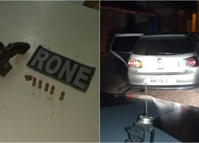 Arma e veículo apreendidos pelo BPRone