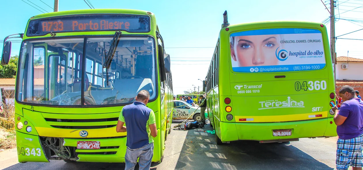 Ônibus envolvidos no acidente