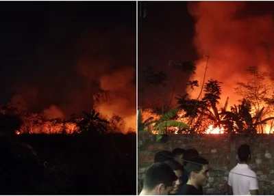 Incêndio atingiu o matagal e chamou atenção de populares