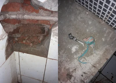Os adolescentes estavam cavando um buraco na parede do banheiro