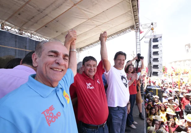 Marcelo Castro, Wellington Dias e Fernando Haddad em Pernambuco