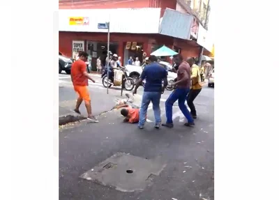 Câmera flagra suspeito de assalto sendo agredido em Teresina