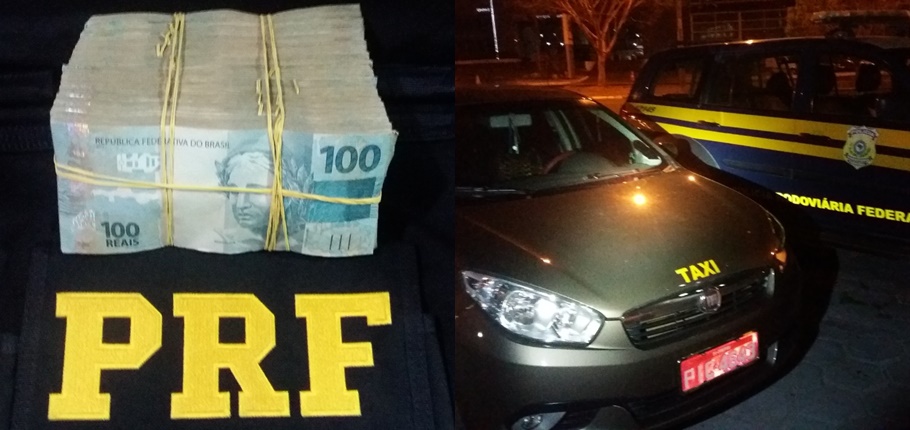 Dinheiro apreendido dentro de táxi na BR 343