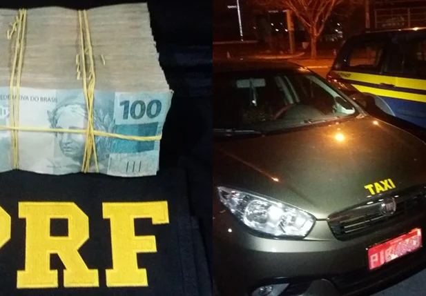 Dinheiro apreendido dentro de táxi na BR 343