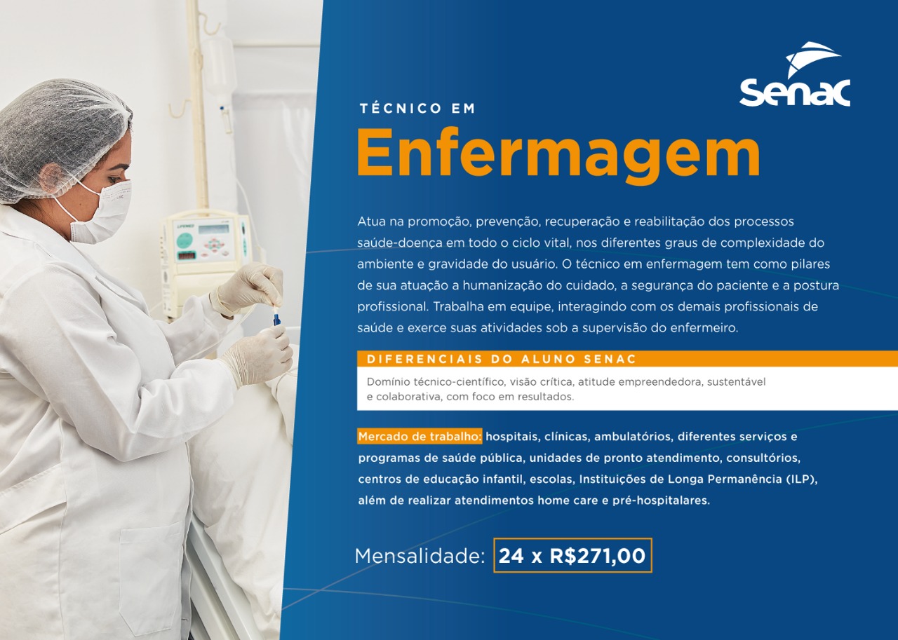 Curso técnico em Enfermagem pelo Senac