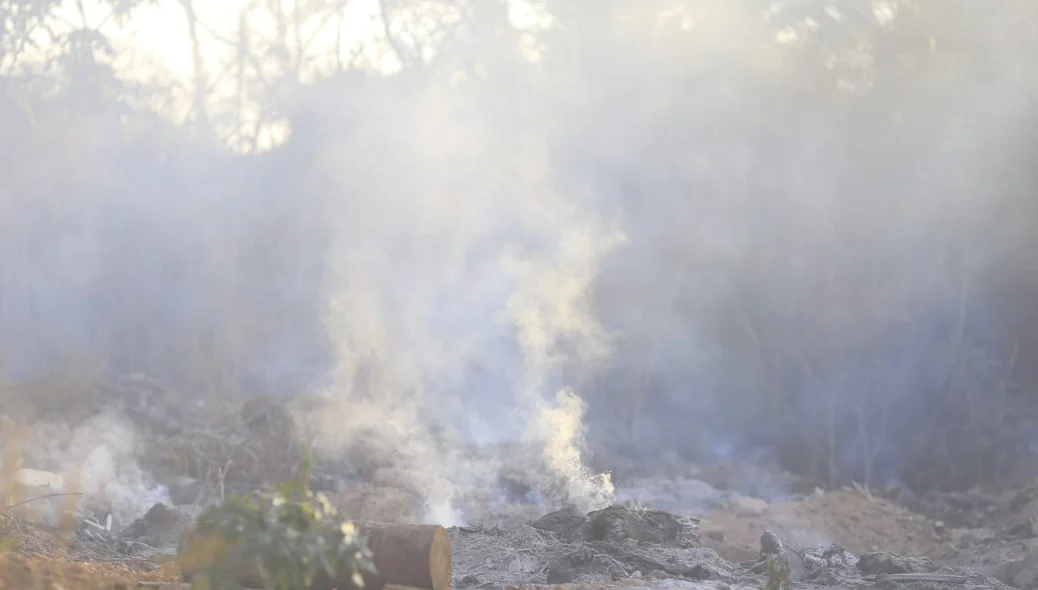 Moradores deixaram as casas também por conta da fumaça
