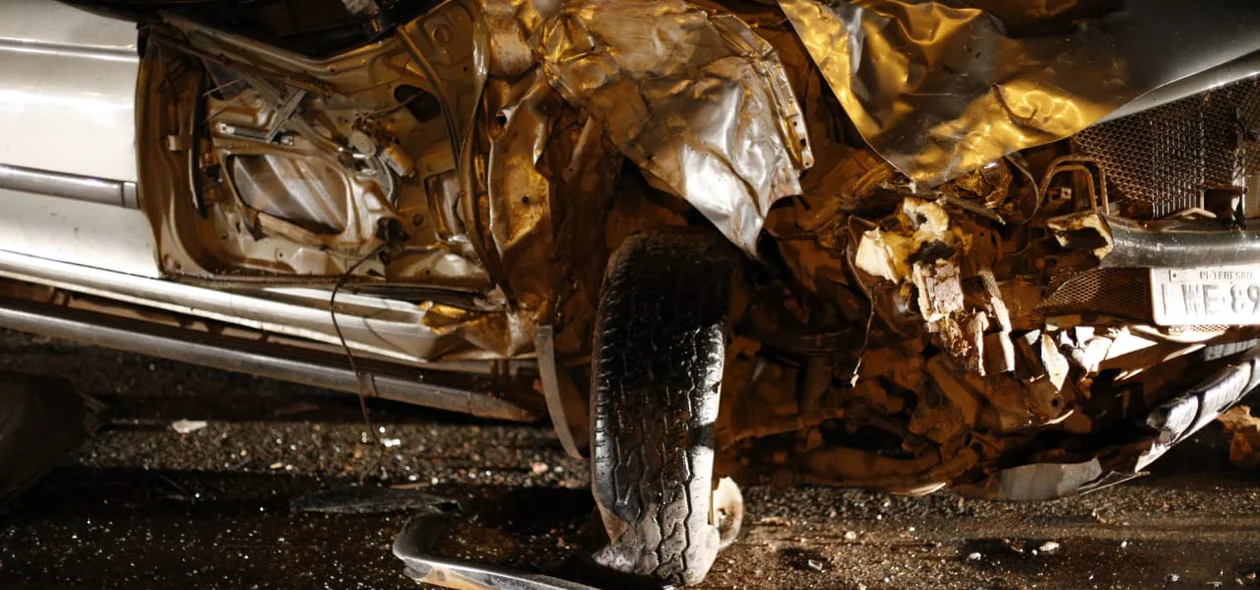 L200 teve a parte dianteira completamente destruída