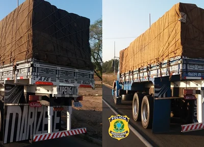 Caminhões apreendidos pela PRF