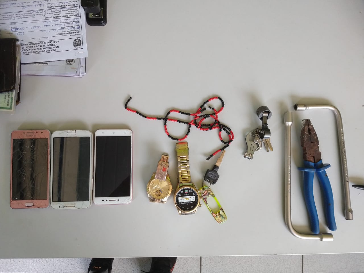 Material apreendido pela polícia