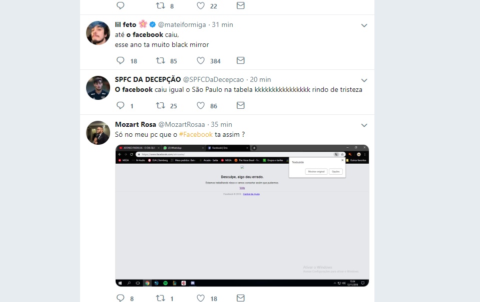 Usuários relatam problema no Facebook