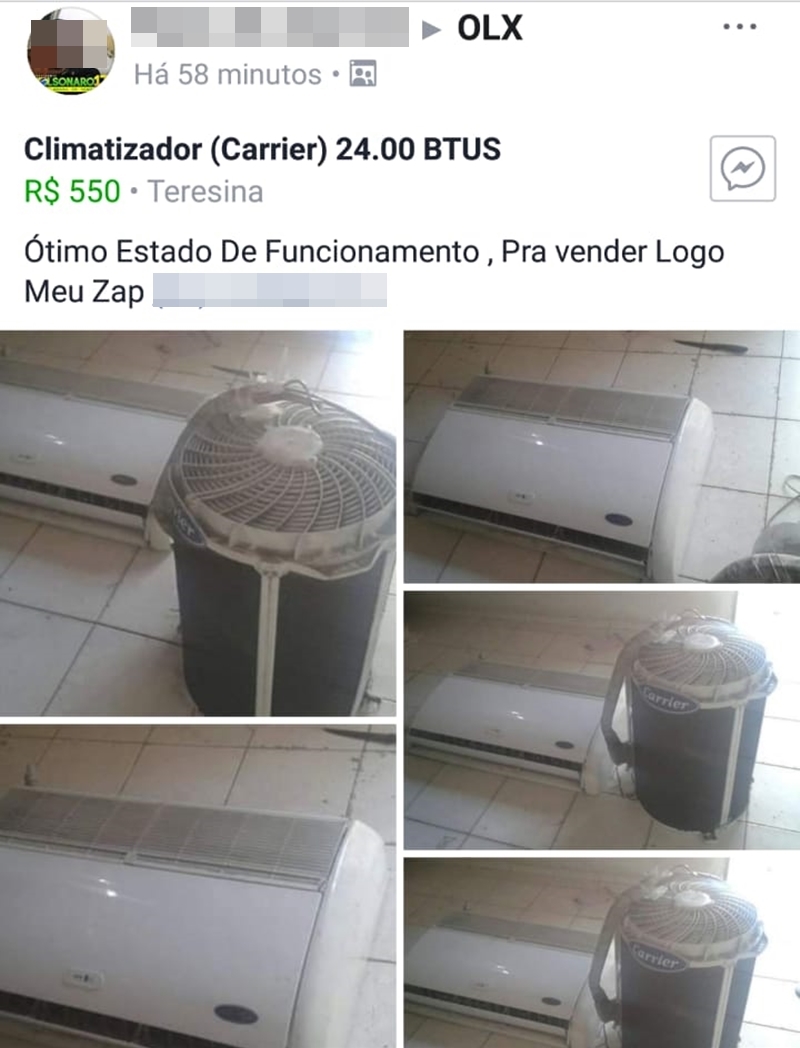 Venda do produto roubado na OLX