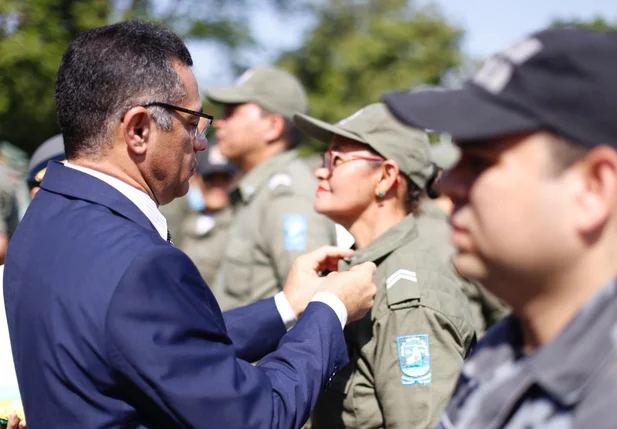 Secretário de Segurança, coronel Rubens Pereira em solenidade no QCG