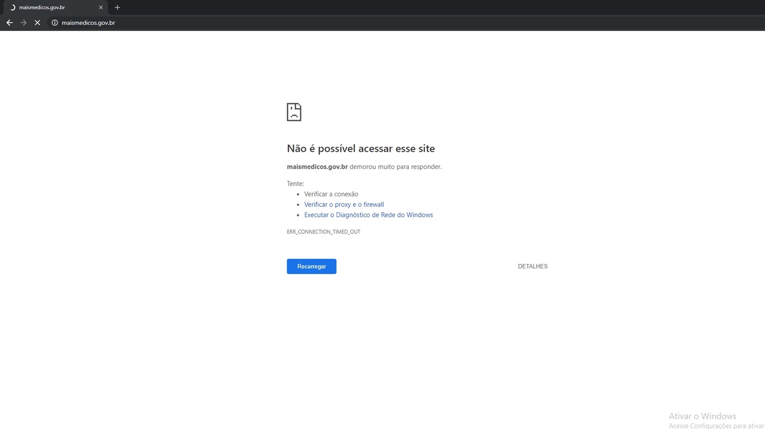 Site Mais Médicos está fora do ae