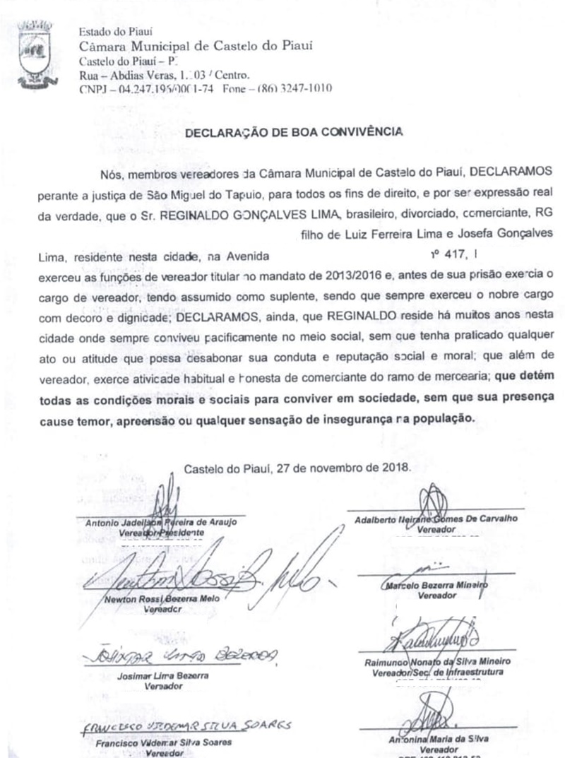 Declaração de boa convivência