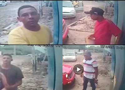 As câmeras de segurança flagraram a ação dos quatro criminosos