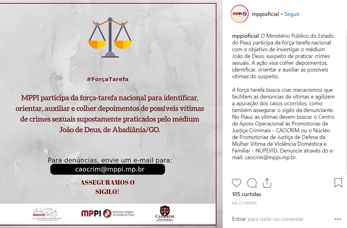 Nota do Ministério Público