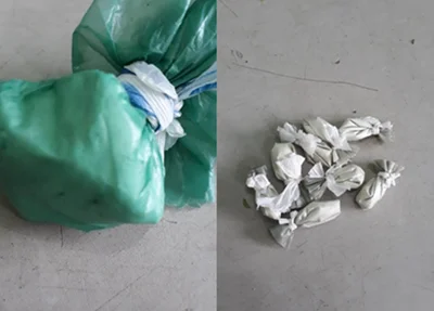 Invólucros de Cocaína apreendidos.