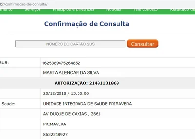 Modelo de confirmação de consulta