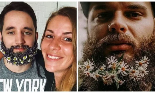 Noivos usam barbas floridas durante cerimônias de casamento e lançam tendências