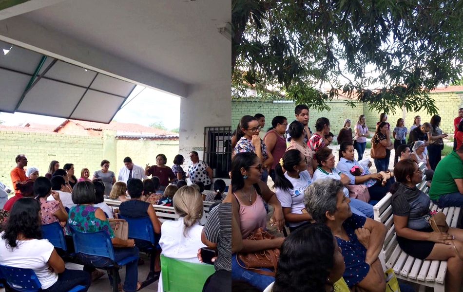 Reunião co os servidores na sede do hospital 