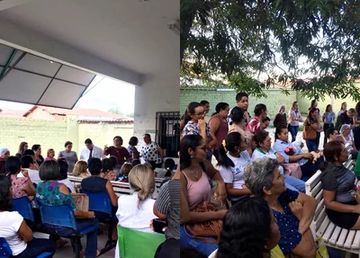 Reunião co os servidores na sede do hospital 
