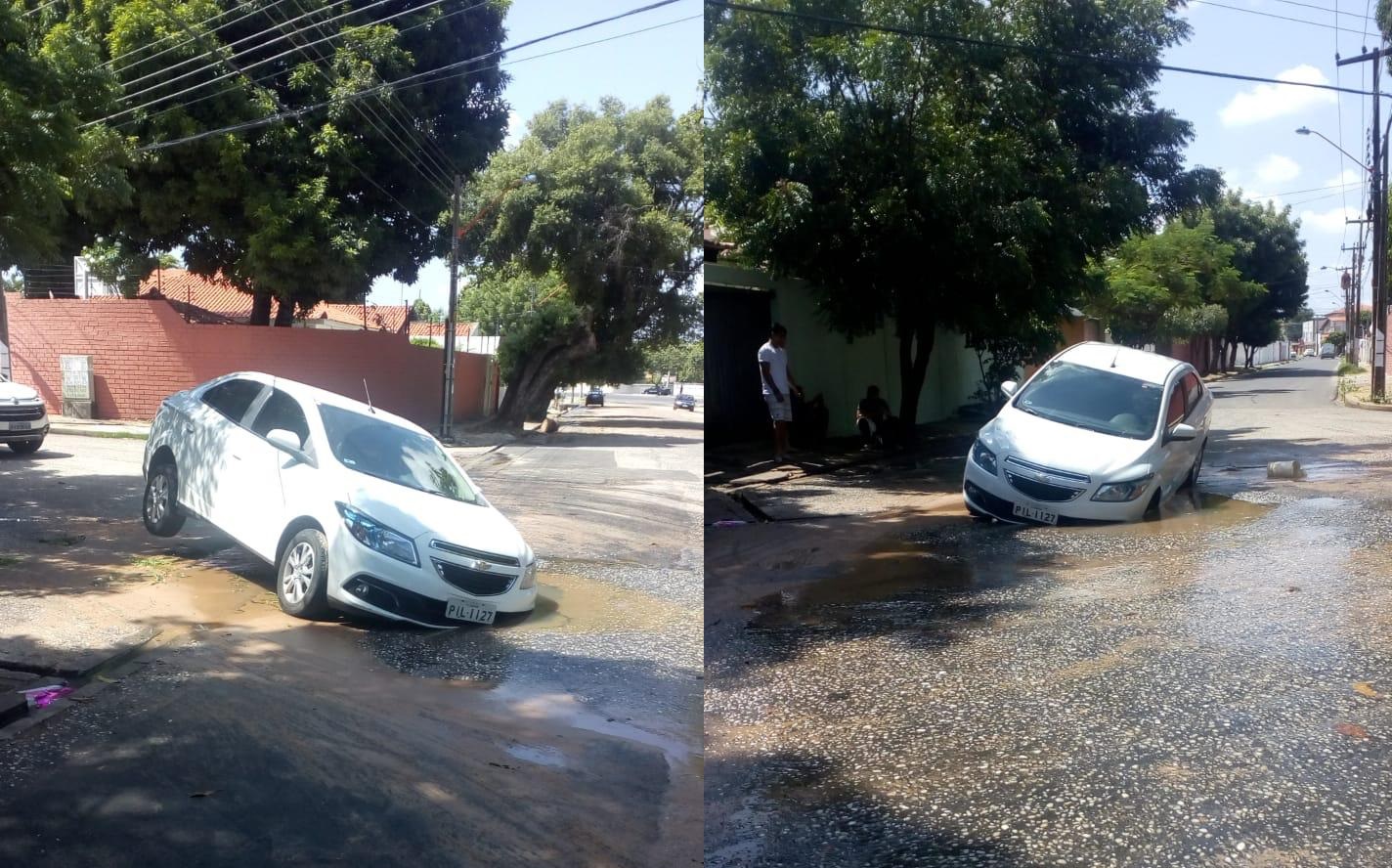 Veículo cai em buraco na zona leste de Teresina