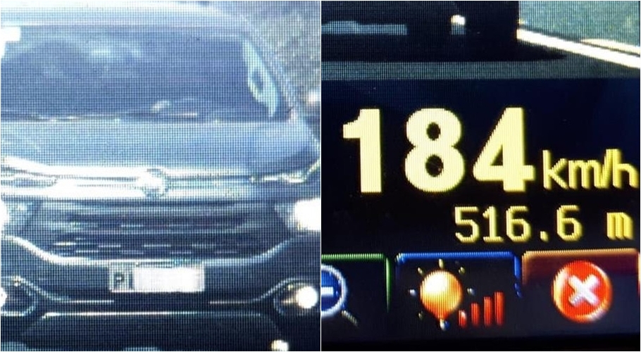 Veículo flagrado a 184km/h