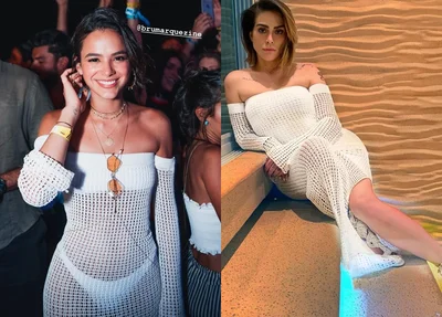 Bruna Marquezine e Cleo usam mesmo vestido de tricô vazado