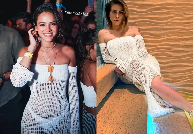 Bruna Marquezine e Cleo usam mesmo vestido de tricô vazado