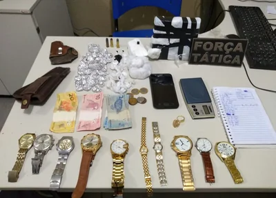 Material apreendido durante a diligência
