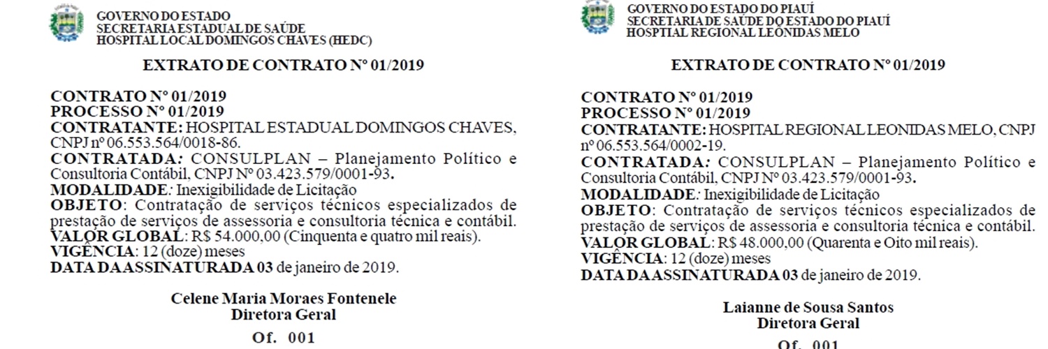Contratos de Canto do Buriti e Barras