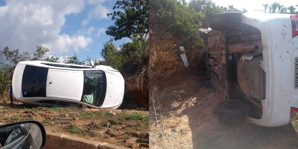 Veículo saiu da pista e capotou