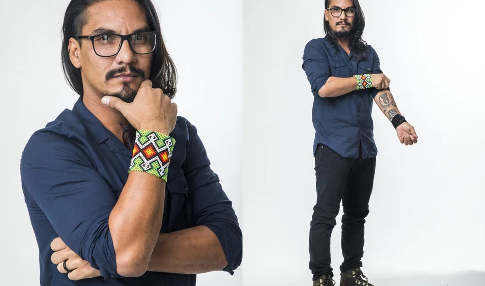 O Biólogo e Coordenador Educacional Indígena, Vanderson Brito, de 35 anos, é do Acre 