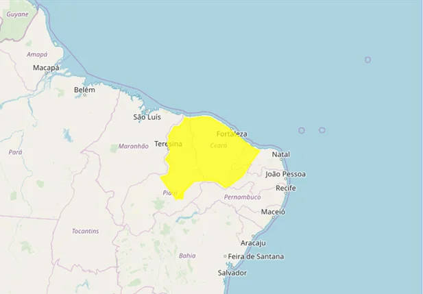Área em alerta para chuvas intensas