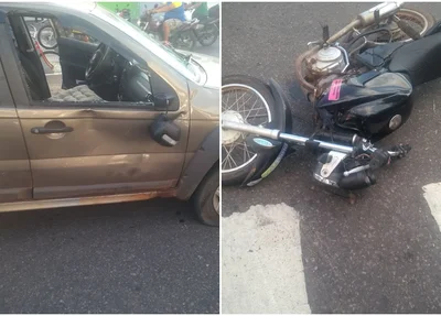 A moto colidiu com o veículo no cruzamento da Rua Itaúna com a Avenida Pinheiro Machado