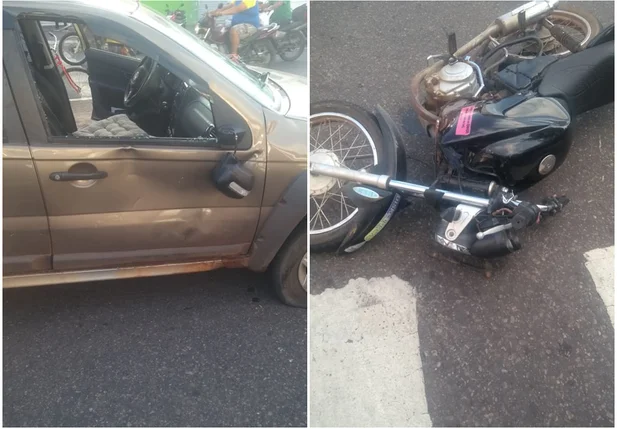 A moto colidiu com o veículo no cruzamento da Rua Itaúna com a Avenida Pinheiro Machado